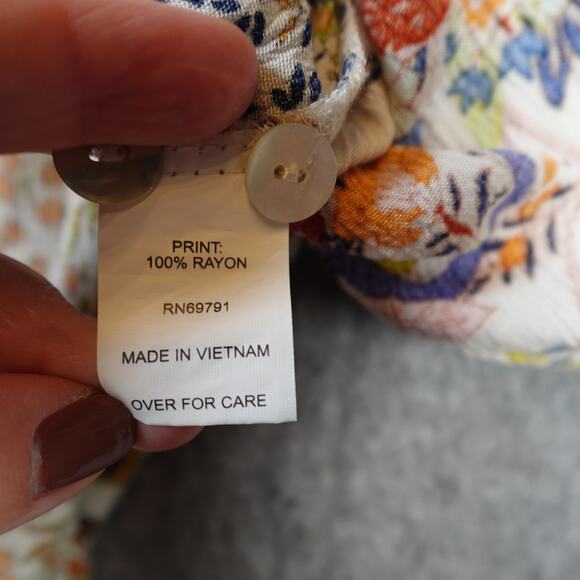 Fig and Flower Top Womens Extra Large Paisley Floral TUnic Long Sleeve Button Up - Picture 4 of 9